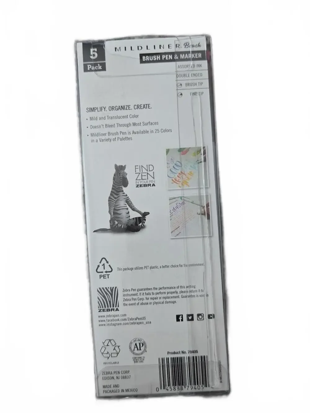 Zebra Pen Mildliner Double-Ended Brush Pen and Marker Refresh Mild Set